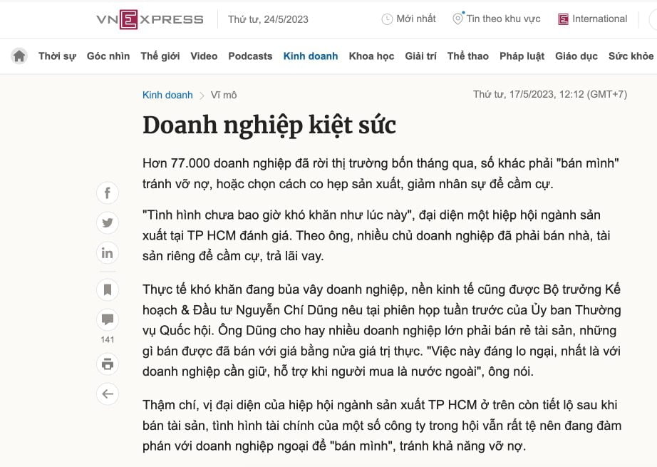 Doanh nghiệp kiệt sức do suy thoái kinh tế