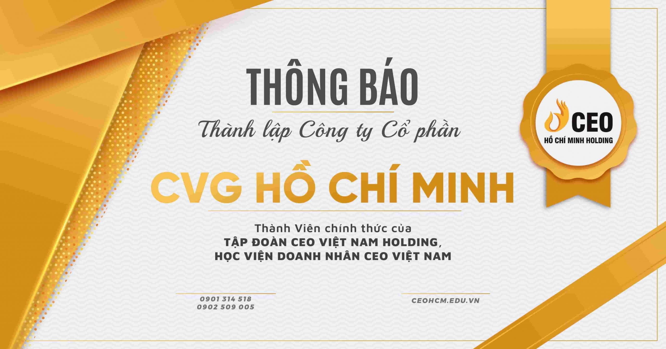 Thông báo Thành lập Công ty mới - CVG Hồ Chí Minh